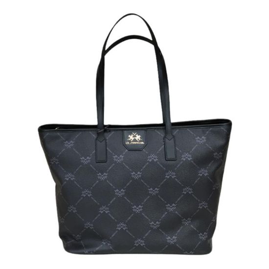 Immagine di LA MARTINA BORSA DONNA Shopper Grande da spalla tessuto e pelle nero 113P