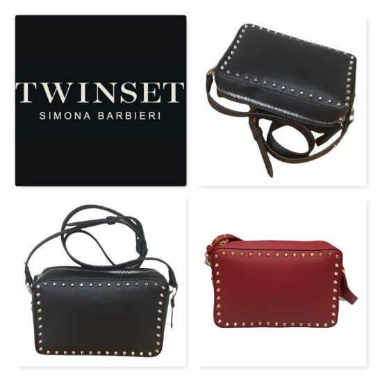 Immagine di Twin-Set Borsa donna CAMERA CASE sacca da spalla tracolla lunga borchie TD8104