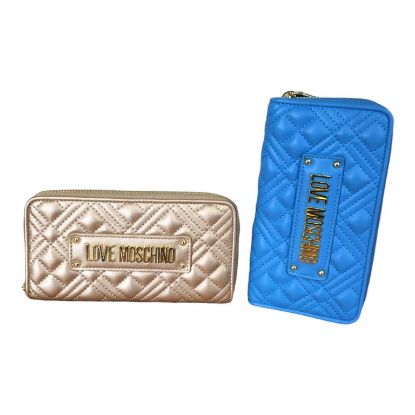 Immagine di LOVE MOSCHINO PORTAFOGLI DONNA A 2 SCOMPARTI CHIUSO da ZIP 8 CARD oro/azz JC5600