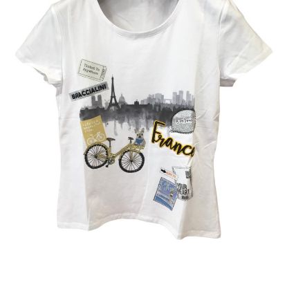 Immagine di BRACCIALINI T-SHIRT MANICA CORTA WHITE IN COTONE FRANCE FRANCIA EIFFEL BTOP300