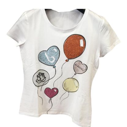 Immagine di BRACCIALINI T-SHIRT MANICA CORTA WHITE IN COTONE PALLONCINI BTOP310