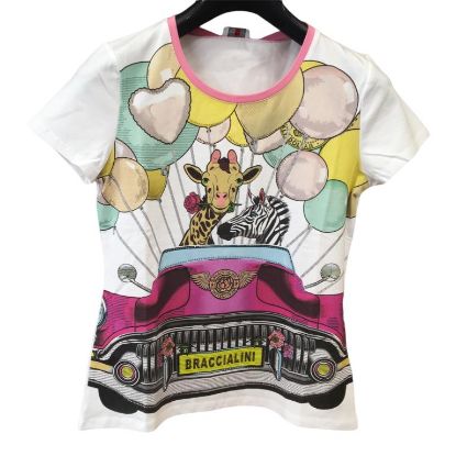 Immagine di BRACCIALINI T-SHIRT MANICA CORTA WHITE IN COTONE ANIMALI ZOO CADILLAC BTOP314