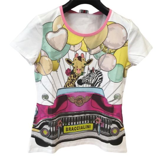 Immagine di BRACCIALINI T-SHIRT MANICA CORTA WHITE IN COTONE ANIMALI ZOO CADILLAC BTOP314