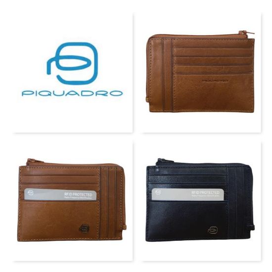 Immagine di PIQUADRO BUSTINA PIATTA PORTA MONETE DOCUMENTI E 8 CARTE DI CREDITO PU1243B2 SR