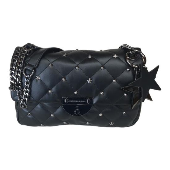 Immagine di L'Atelier du Sac BORSA PICCOLA DA SPALLA applicaz borchie e stelle black REBECCA