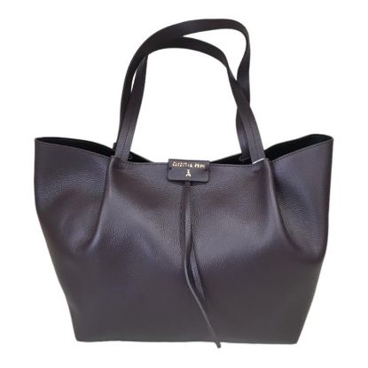 Immagine di Patrizia Pepe shopper media da spalla in PELLE + borsa interna BORDEAUX CB8895