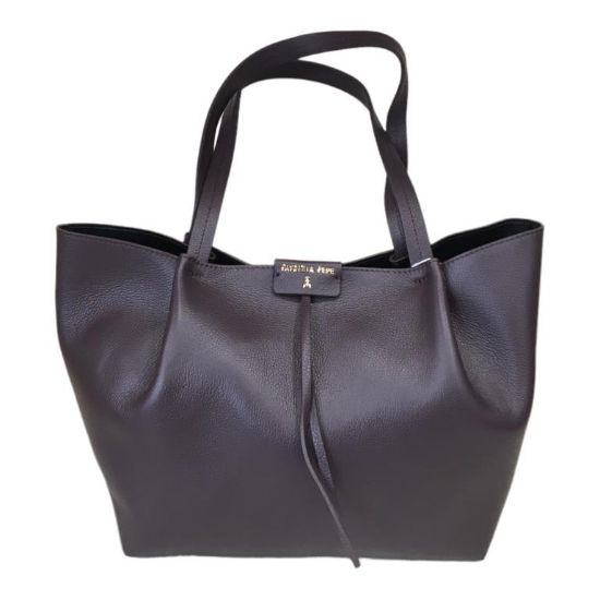 Immagine di Patrizia Pepe shopper media da spalla in PELLE + borsa interna BORDEAUX CB8895