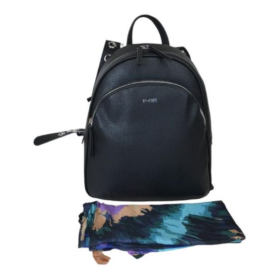 Immagine di PASH BAG ZAINO 2 DIVISORI da spalla CHIUSO DA ZIP sciarpa inclusa NERO KEVIN