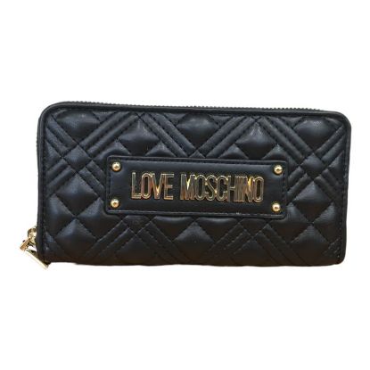 Immagine di LOVE MOSCHINO PORTAFOGLI DONNA A 2 SCOMPARTI CHIUSO da ZIP 8 CARD NERO JC5600