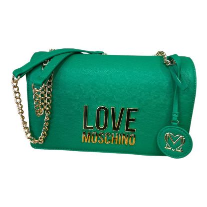 Immagine di LOVE MOSCHINO BORSA DA SPALLA con 3 DIVISORI interni PATTINA VERDE JC4099