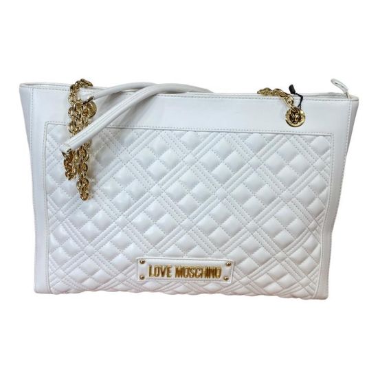 Immagine di LOVE MOSCHINO BORSA DONNA SHOPPER da spalla matelassè trapuntato BIANCO JC4006