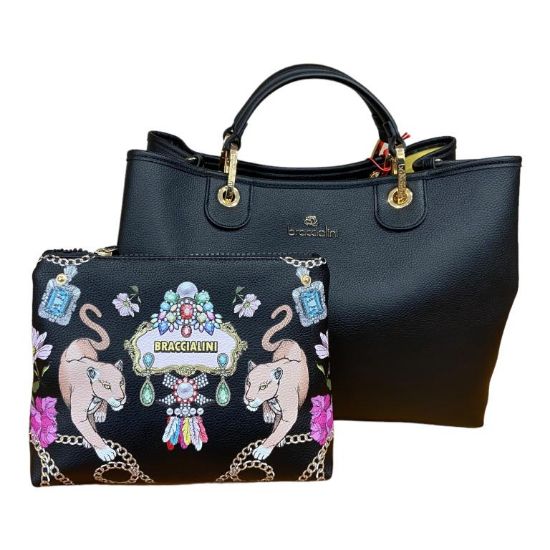 Immagine di BRACCIALINI Borsa MY BAG Shopper da braccio con tracolla e pochette NERO B17180