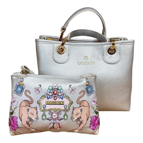 Immagine di BRACCIALINI BETH Shopper Media da braccio con tracolla e pochette SILVER B17181