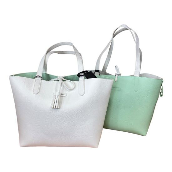 Immagine di PASH BAG SHOPPER REVERSE DA SPALLA + borsa interna e SCIARPA Bianco/Verde PARIS