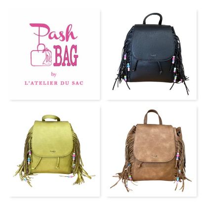 Immagine di PASH BAG ZAINO Grande da spalla CHIUSO CON PATTINA Applicazione Frange DOMINIC