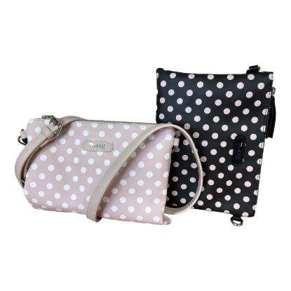 Immagine di PASH BAG BORSA DONNA CLUTCH POCHETTE PIATTA DA POLSO CON TRACOLLA POIS SOPHIE