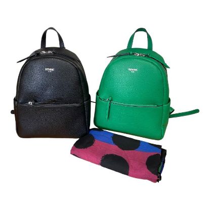 Immagine di PASH BAG Borsa donna ZAINO da spalla CHIUSO con ZIP sciarpa inclusa Nero/Ve ERIC