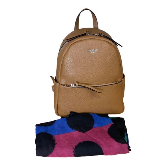 Immagine di PASH BAG Borsa donna ZAINO da spalla CHIUSO con ZIP sciarpa inclusa Camel ERIC
