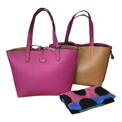 Immagine di PASH BAG SHOPPER REVERSE DA SPALLA + borsa interna e SCIARPA Viola/Marrone PARIS