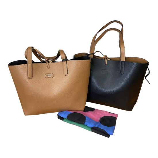 Immagine di PASH BAG SHOPPER REVERSE DA SPALLA + borsa interna e SCIARPA Cammello/Nero PARIS