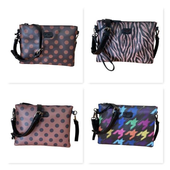 Immagine di PASH BAG BORSA DONNA CLUTCH POCHETTE PIATTA DA POLSO CON TRACOLLA colori SOPHIE