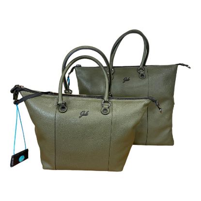 Immagine di GABS BORSA DONNA SHOPPER Sacca ZAINO DA SPALLA trasform in PELLE VERDE G3 L PLUS