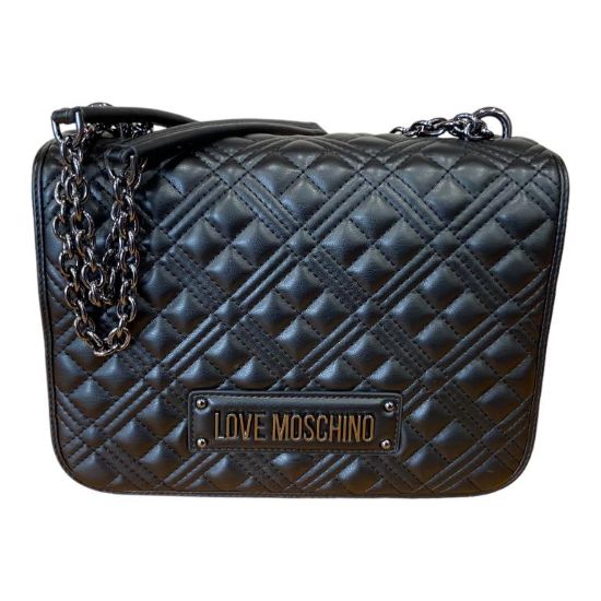 Immagine di LOVE MOSCHINO BORSA DA SPALLA CHIUSA CON PATTA 3 DIVISORI trapuntato NERO JC4000