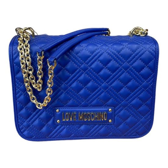 Immagine di LOVE MOSCHINO BORSA DA SPALLA CHIUSA DA PATTA 3 DIVISORI trapuntato BLU JC4000