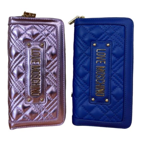 Immagine di LOVE MOSCHINO PORTAFOGLI DONNA A 2 SCOMPARTI CHIUSO da ZIP 8 CARD Blu/Lav JC5600