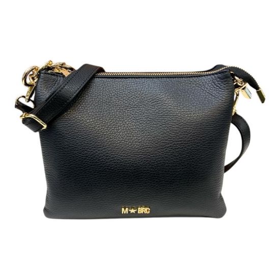 Immagine di MBRC Borsa donna tracollina IN PELLE / da spalla con 3 divisori interni C162