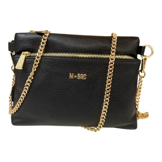 Immagine di MBRC Borsa donna tracollina da spalla con tasca esterna / pelle Made Italy G604