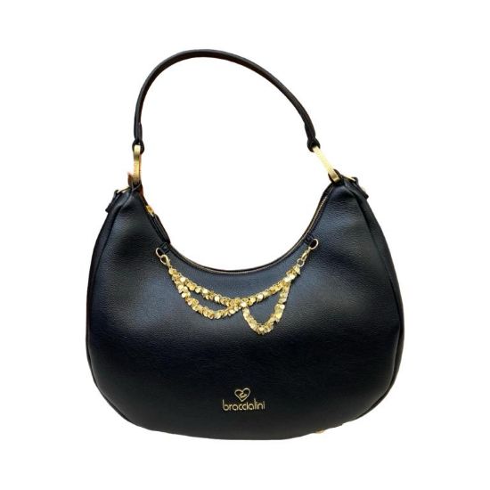 Immagine di BRACCIALINI Sacca mezza luna Media da spalla con tracolla e pochette NER B18813