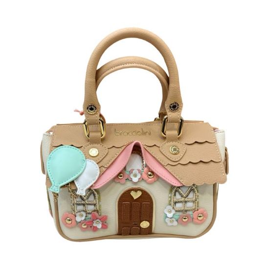 Immagine di BRACCIALINI Borsa a forma di CASA Bauletto in pelle con tracolla regolab B19041