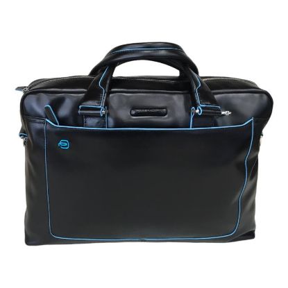 Immagine di PIQUADRO CARTELLA IN PELLE 2 MANICI 1 DIVISORIO Bordo azzurro tasca 14" CA3335B2