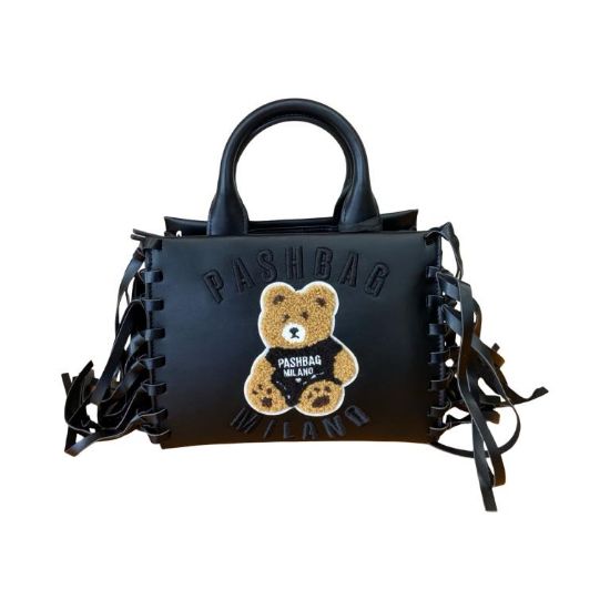 Immagine di PASH BAG Borsa donna Shopper Piccola FRANGE da braccio con tracolla Black MARGE