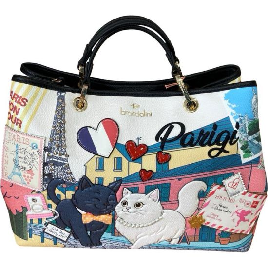 Immagine di BRACCIALINI Parigi Borsa Shopper da braccio con tracolla GATTI CAT LOVE B19162
