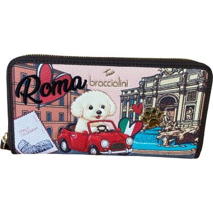 Immagine di BRACCIALINI PORTAFOGLI DONNA A 2 SCOMPARTI ZIP around 12 CARD Cani ROMA B19168