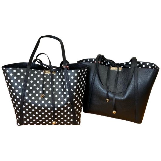 Immagine di BRACCIALINI  borsa donna shopper REVERSIBILE da spalla + astuccio NERO B19323