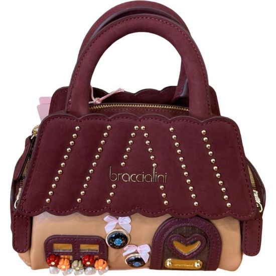 Immagine di BRACCIALINI Borsa a forma di CASA Bauletto in pelle con tracolla regolab B19375