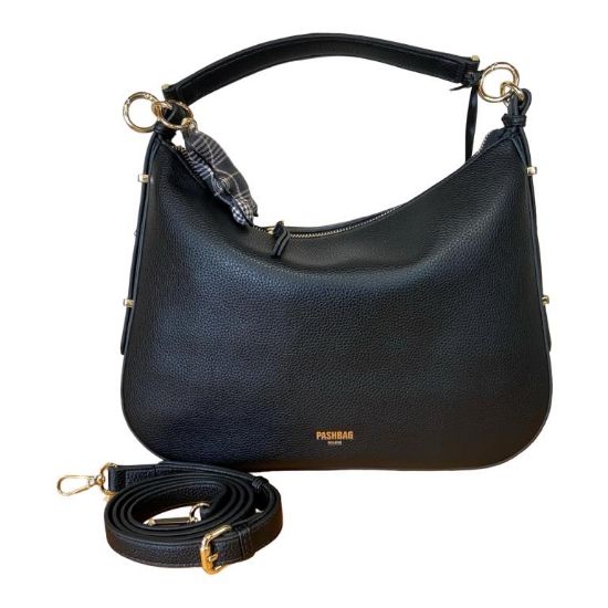 Immagine di Pash Bag BORSA DONNA SACCA Media DA SPALLA con tracolla allungabile NERO MARLEE